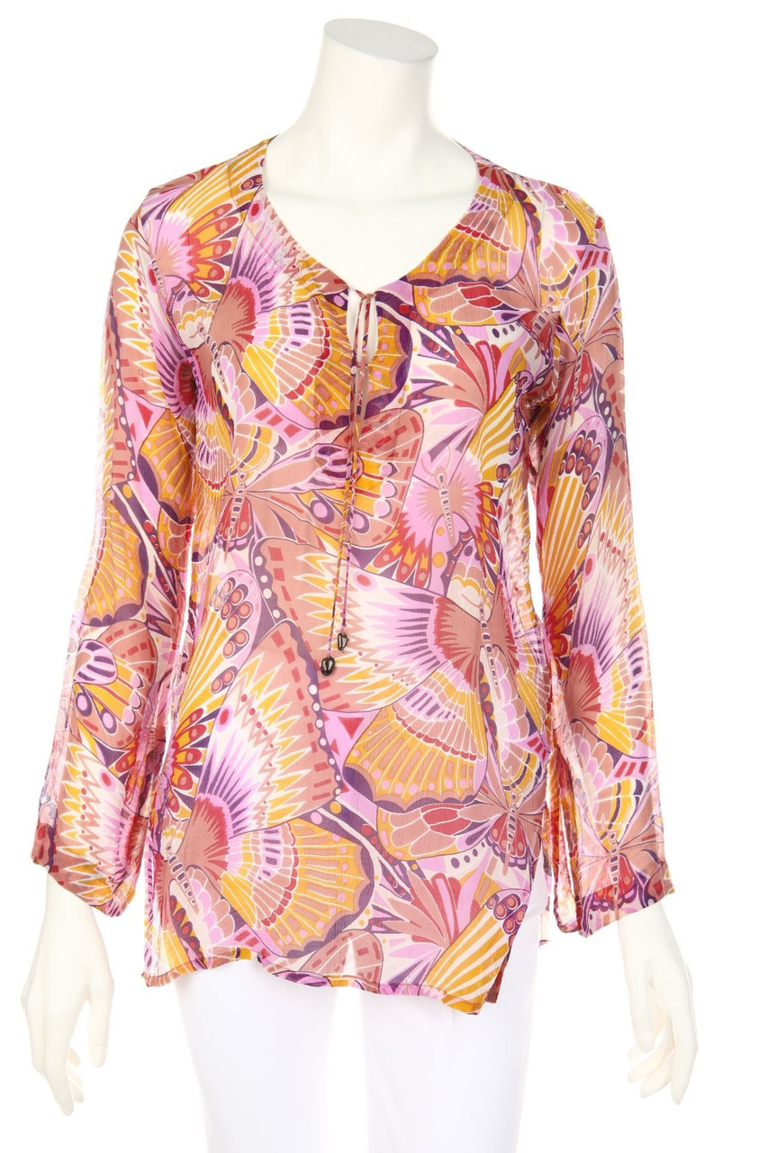 ELIZABETH HURLEY beach - Seiden-Bluse mit Print - M