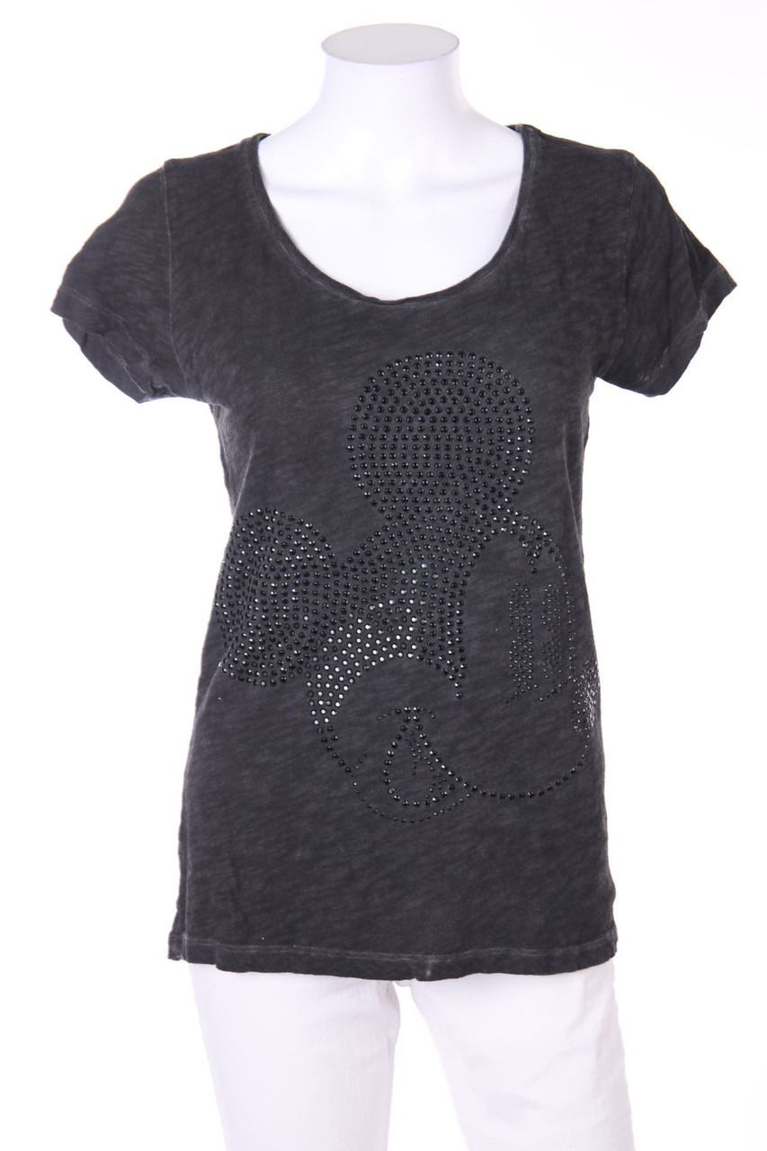 MANGO - Garment Dyed-Kurzarm-Shirt mit Schmuckstein-Applikation - S