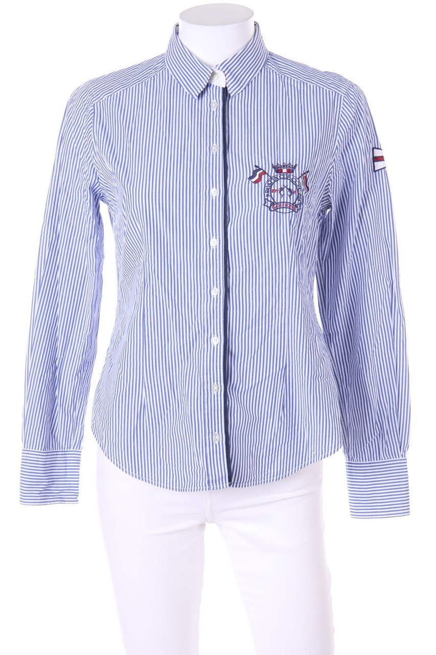 LISA CAMPIONE - Streifen-Hemd-Bluse mit Stickereien - D 38