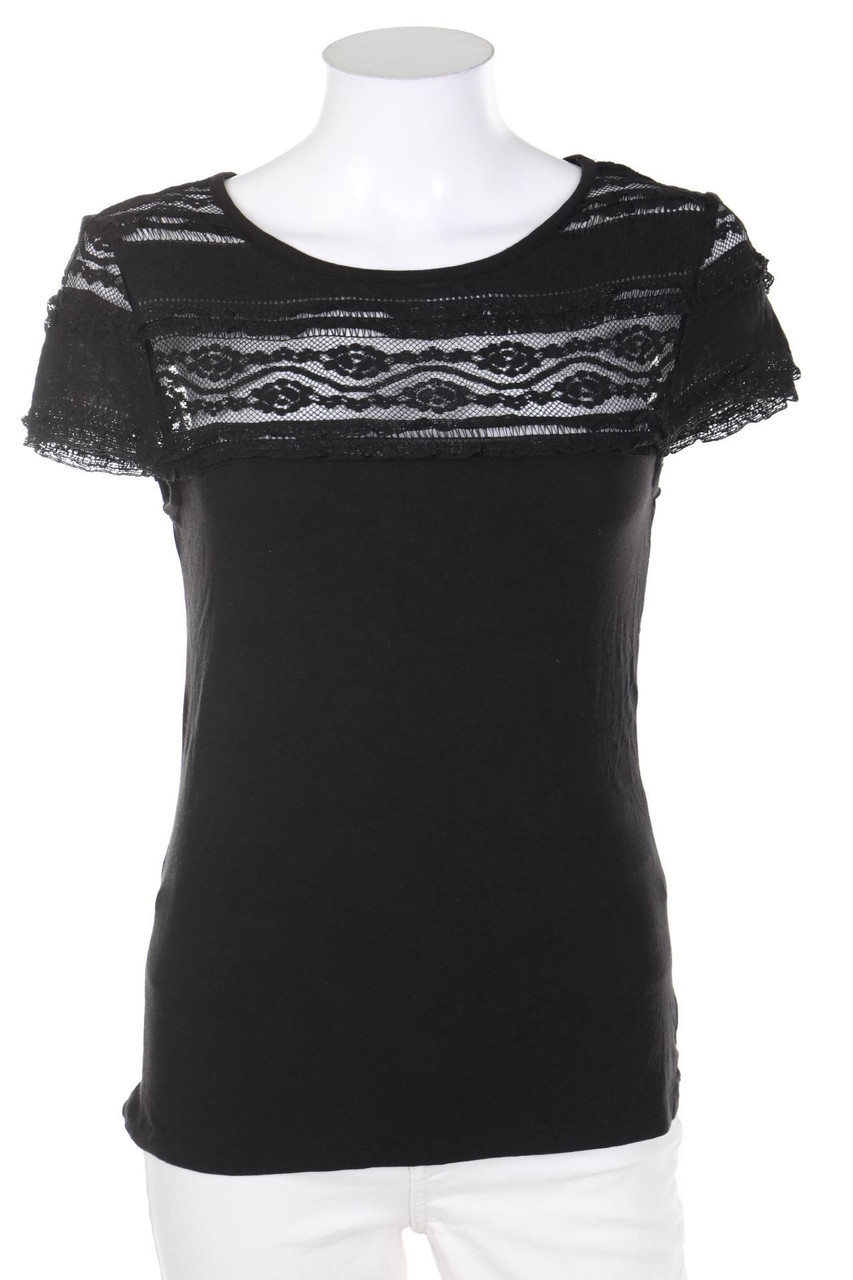 Ohne Label - Kurzarm-Shirt mit Spitze - S