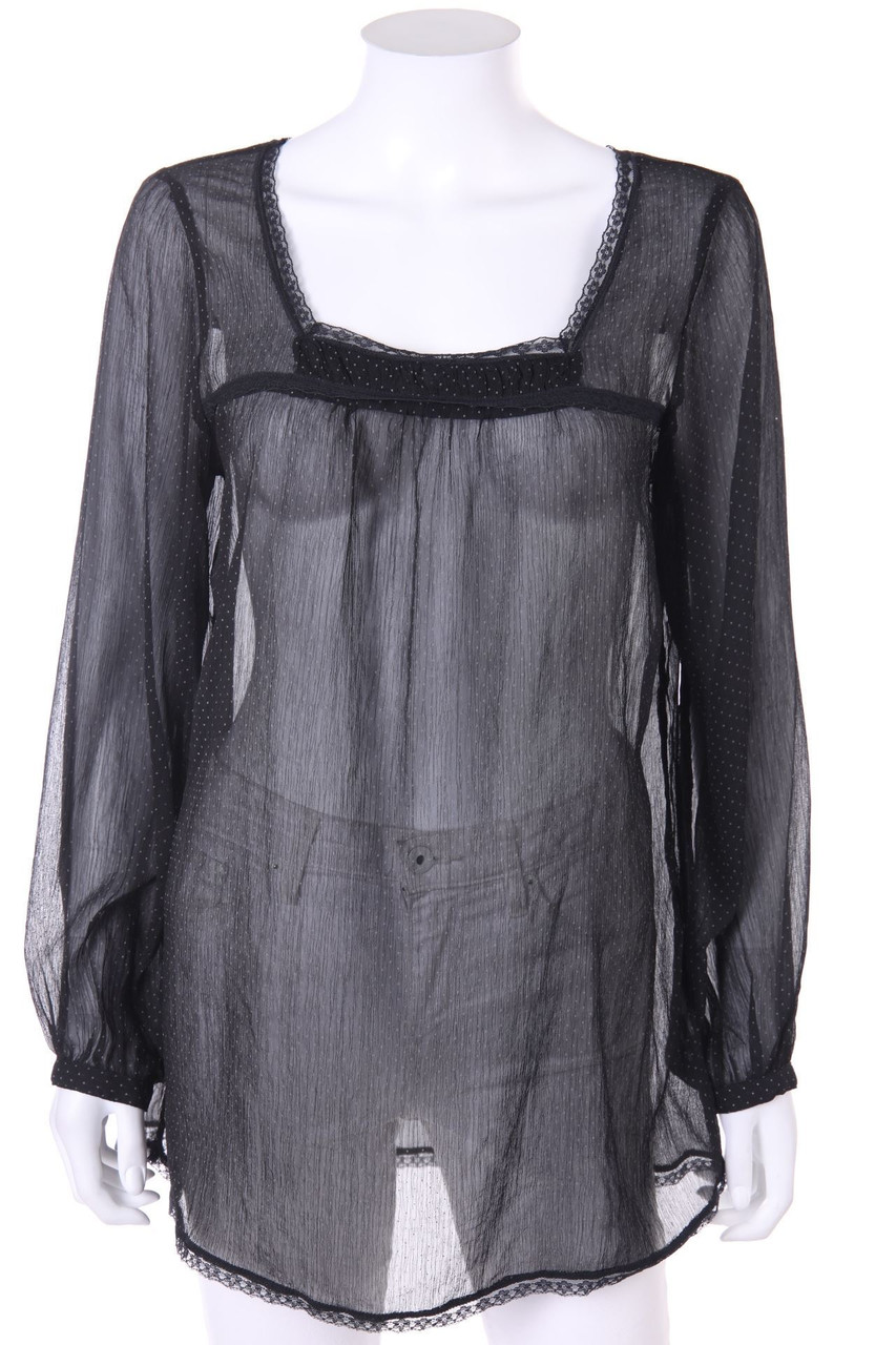 3 SUISSES - Chiffon-Bluse mit Spitze - D 40