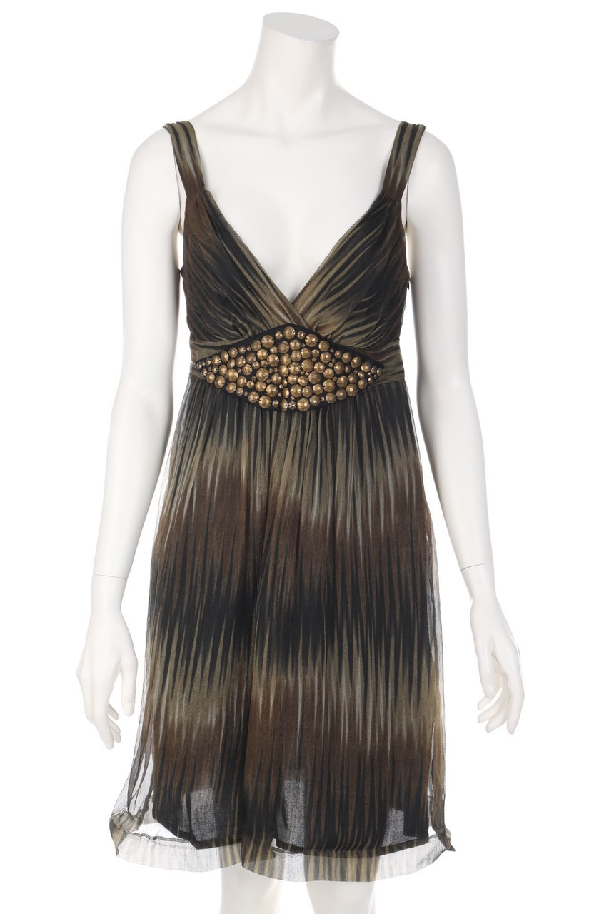 ana alcazar - Seidenkleid mit Schmuckstein-Applikation - D 36