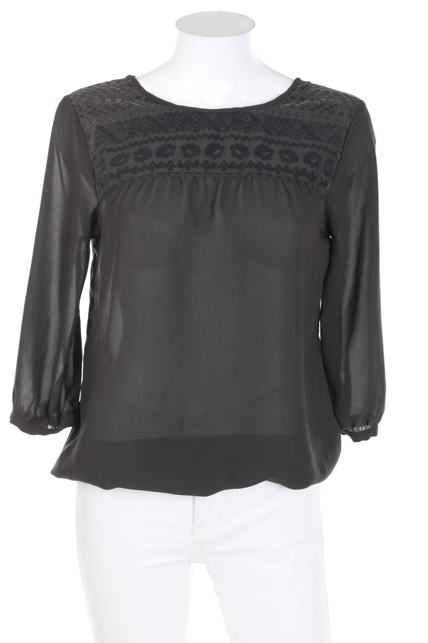 ONLY - Bluse mit 3/4-Ärmel mit Flock-Print - D 36