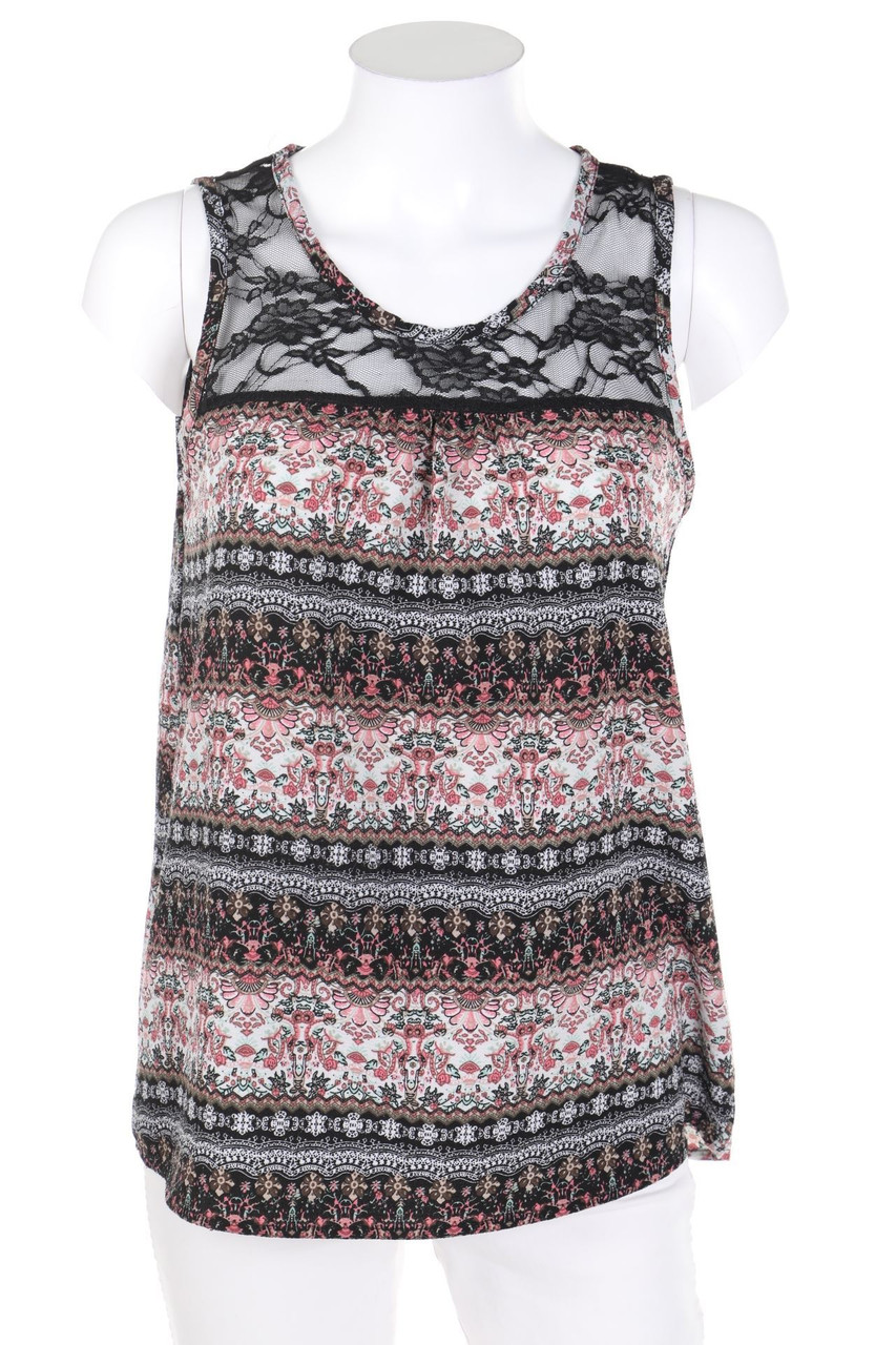 COLLOSEUM - Muster-Blusentop mit Spitzen-Einsatz - S