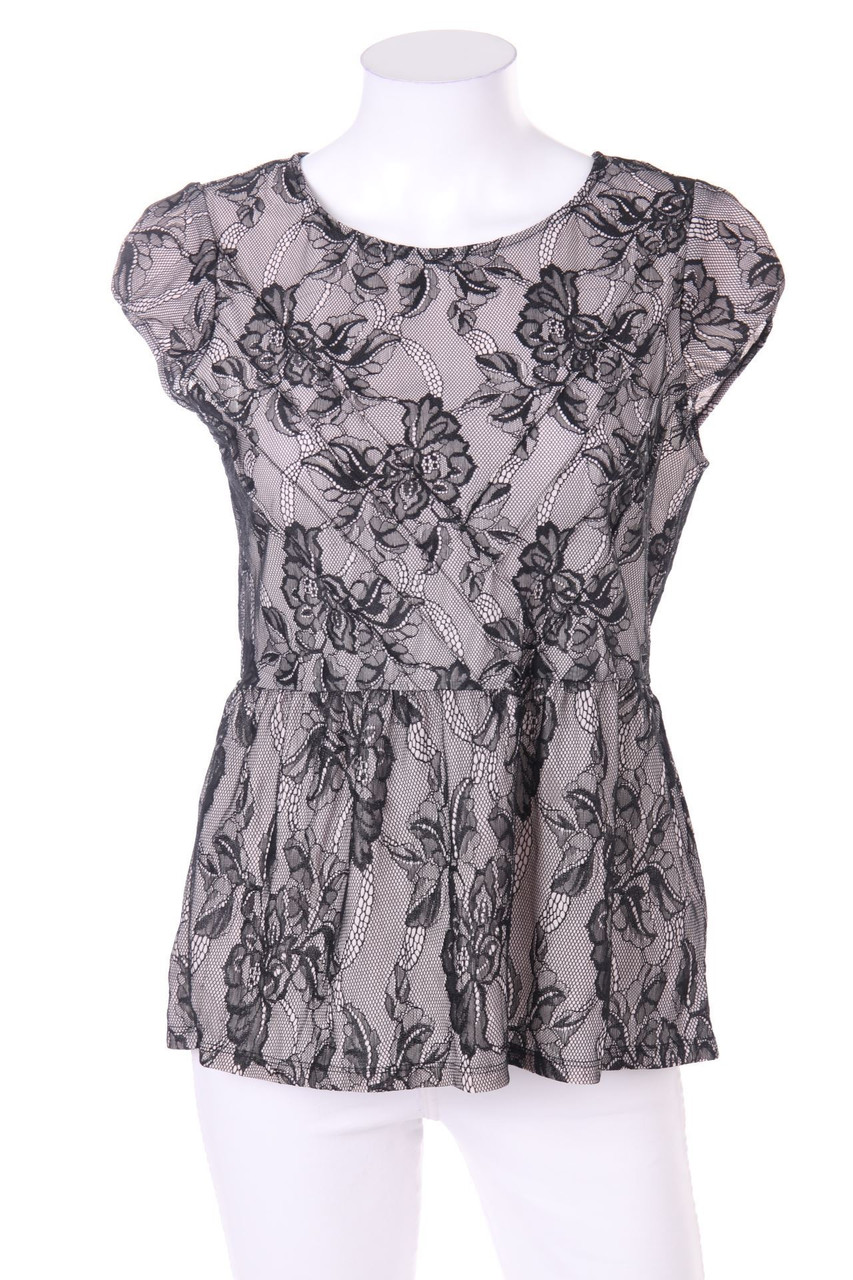 H&M - Kurzarm-Bluse mit Spitze - M