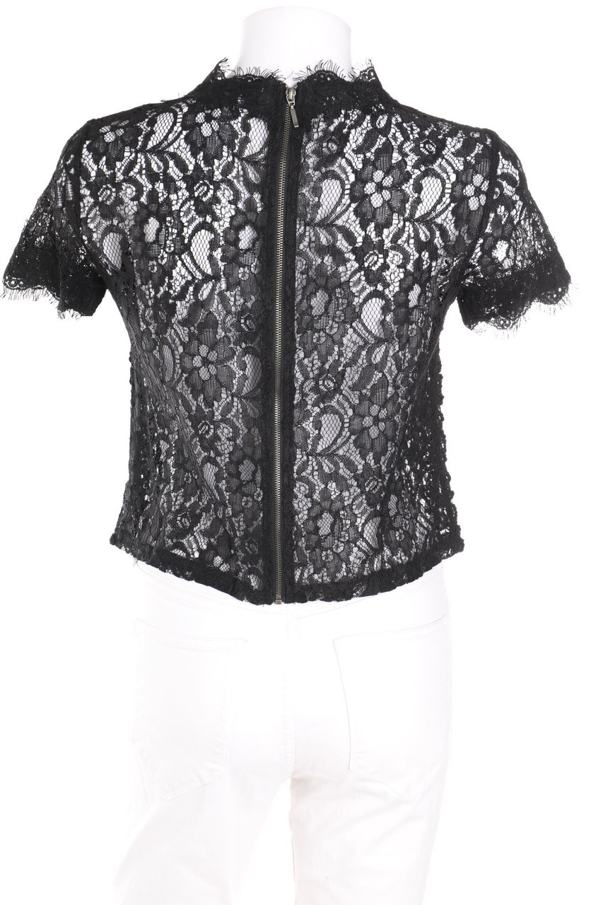 ZARA - Kurzarm-Bluse aus Spitze mit Reißverschluss - S