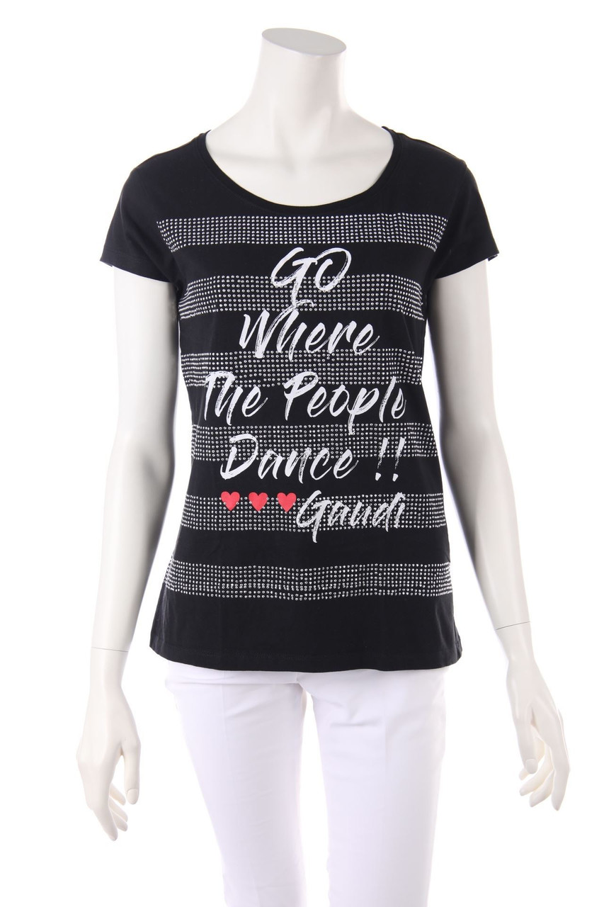 GAUDÌ - Kurzarm-Shirt mit Strass-Steinen - L