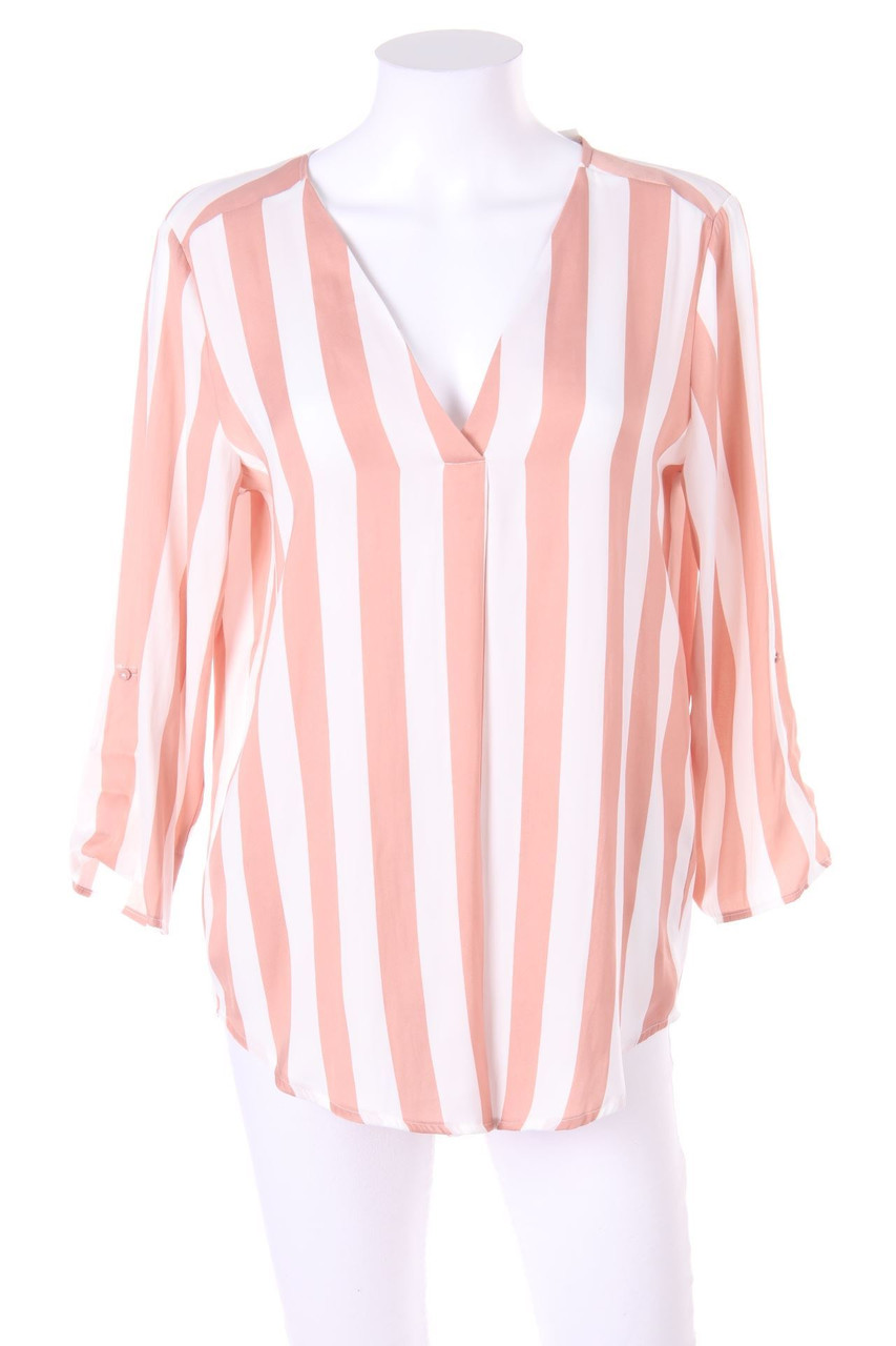 Stradivarius - Streifen-Bluse mit 3/4-Ärmel - XL