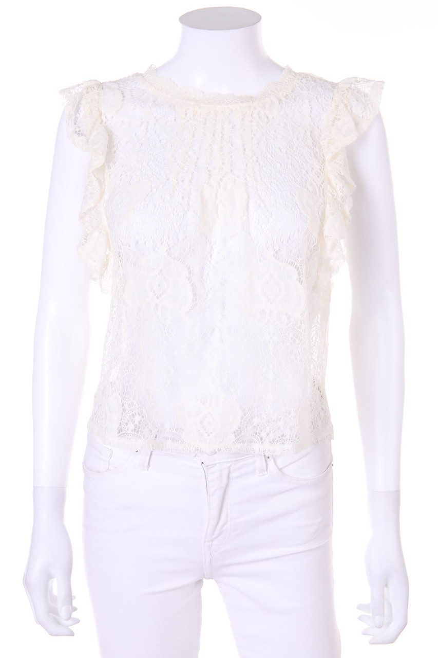 ZARA - Crop-Top aus Spitze mit Volants - S