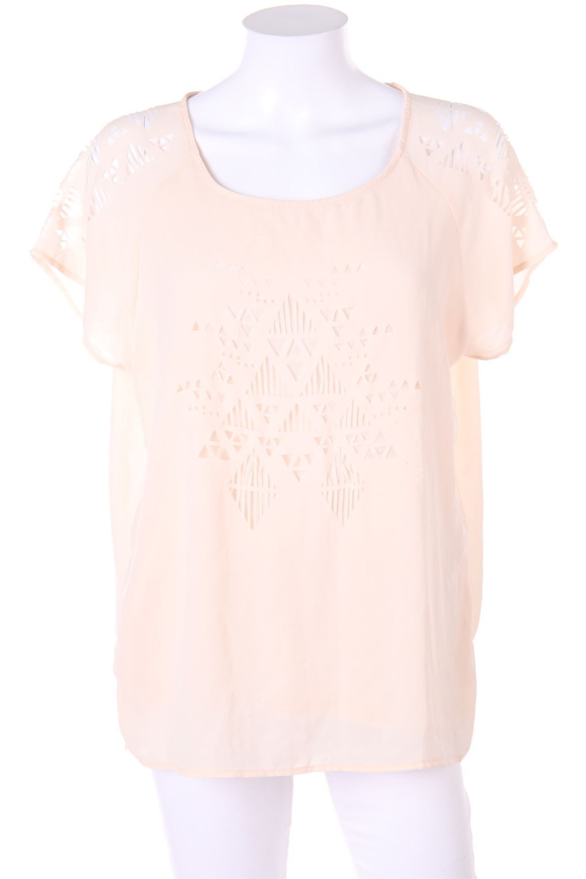 AMISU - Boho-Kurzarm-Bluse mit Cut-outs - S
