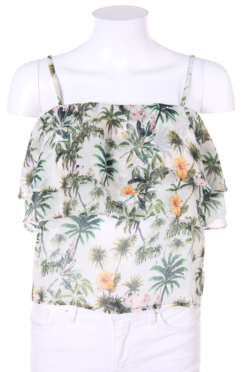 lft - Volants-Blusentop mit Tropical Print - M