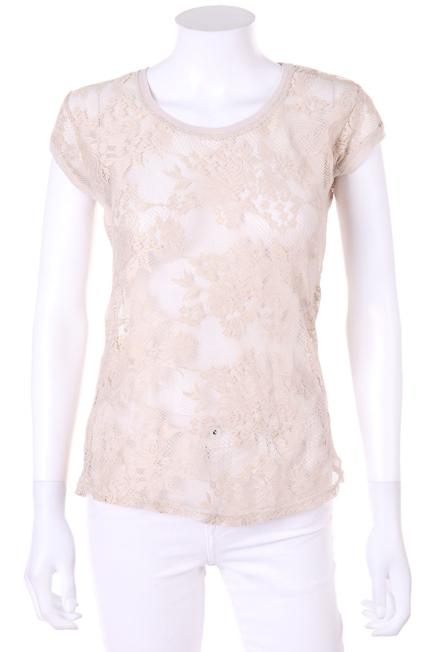 ZARA TRF - Boho-Kurzarm-Shirt aus Spitze - M