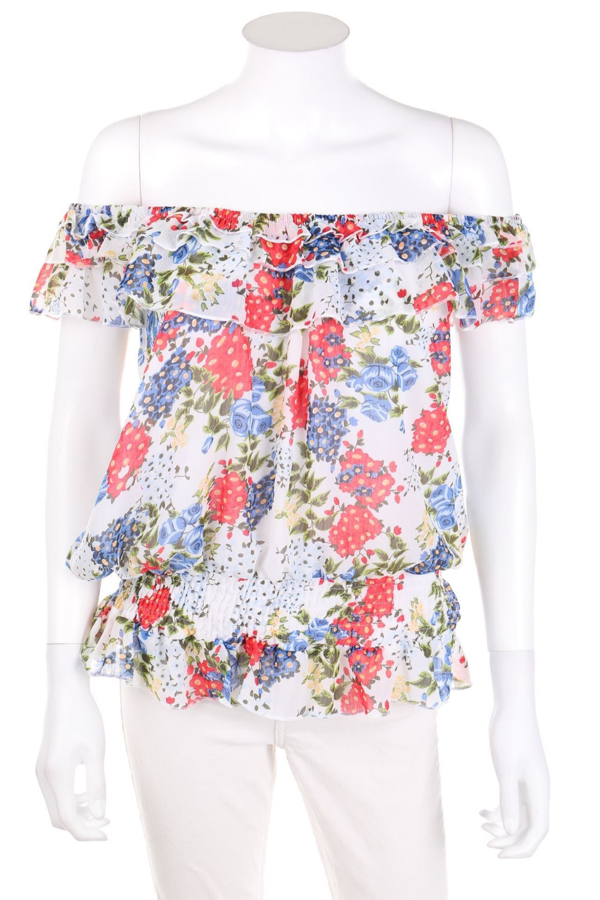 okay - Carmen-Bluse mit floralem Muster - D 34