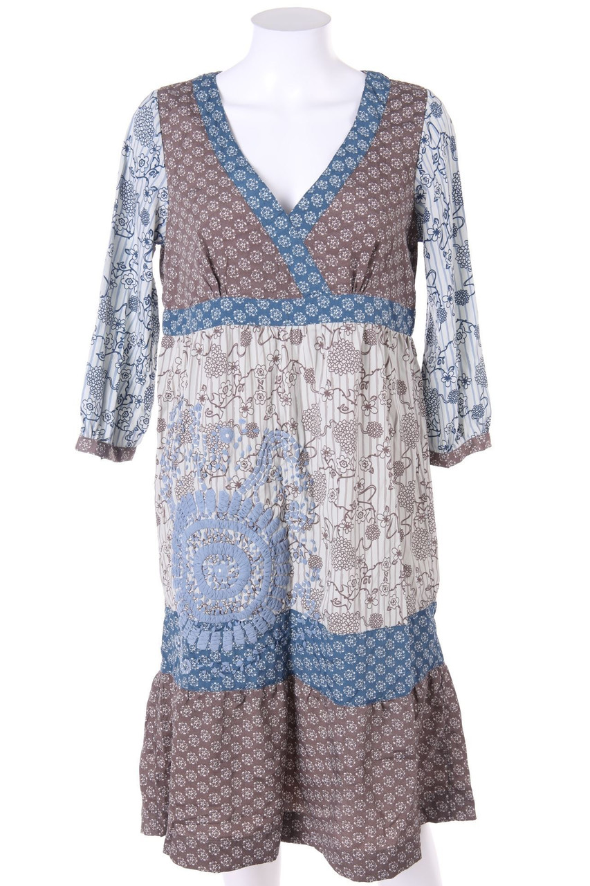 kaffe - Kleid mit Applikationen - D 38