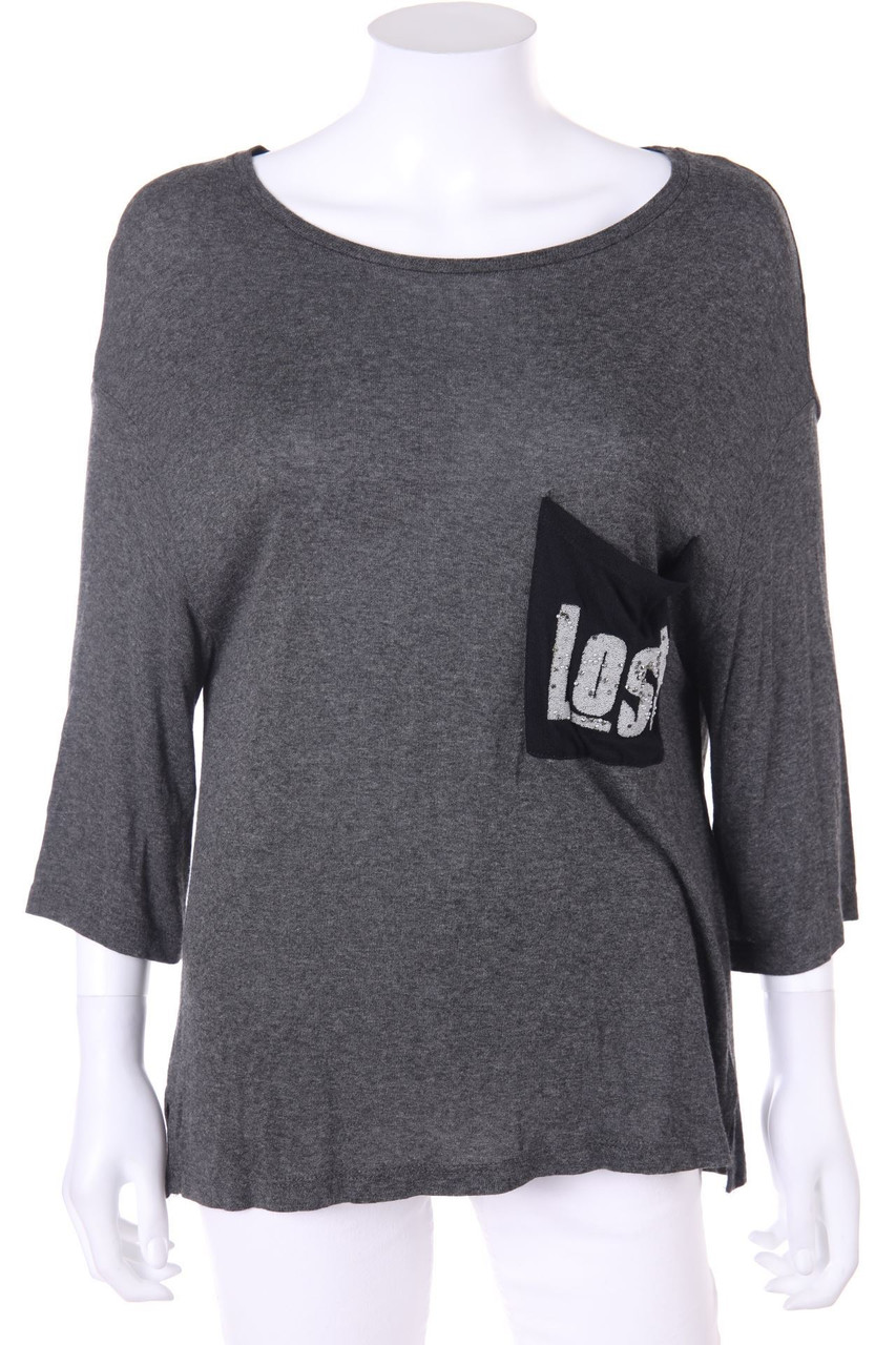 Stradivarius - 3/4-Arm-Shirt mit Statement-Print - S