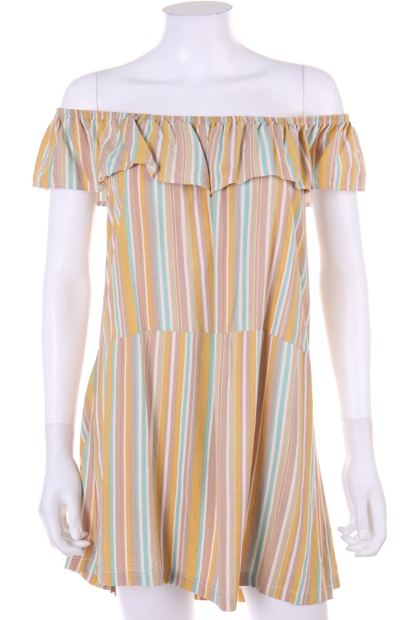 Ohne Label - Carmen-Minikleid mit Streifen - D 38