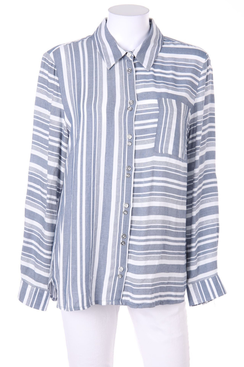 Ohne Label - Glitzer-Hemd-Bluse mit Streifen - D 46