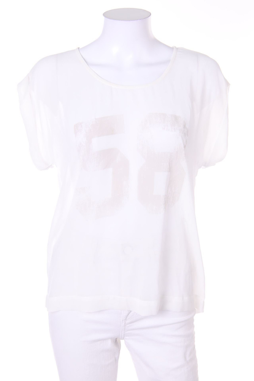 H&M - Kurzarm-Bluse mit Statement-Print - D 34