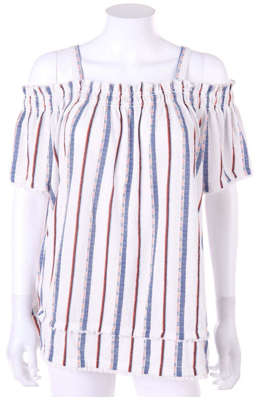 Ohne Label - Cold-Shoulder-Kurzarm-Bluse - D 42