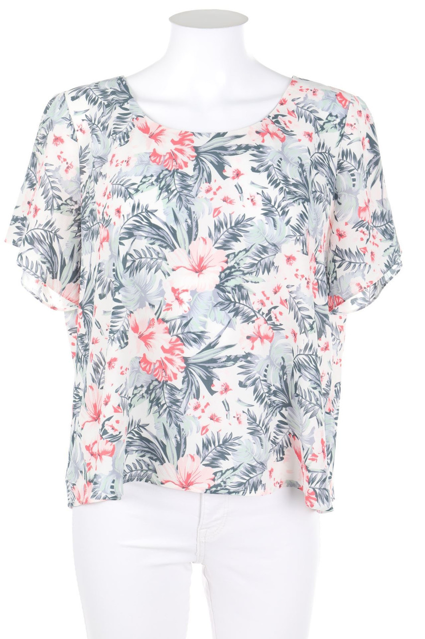 zebra - Kurzarm-Bluse mit Blumen-Print - M