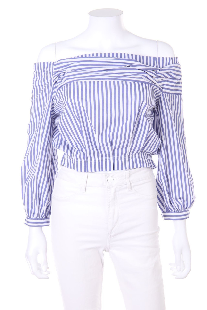 ZARA - Carmen-Bluse mit Streifen - D 36