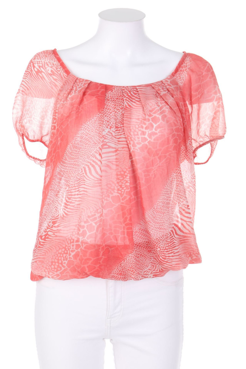 SECONDHAND - Kurzarm-Bluse mit Print - D 40