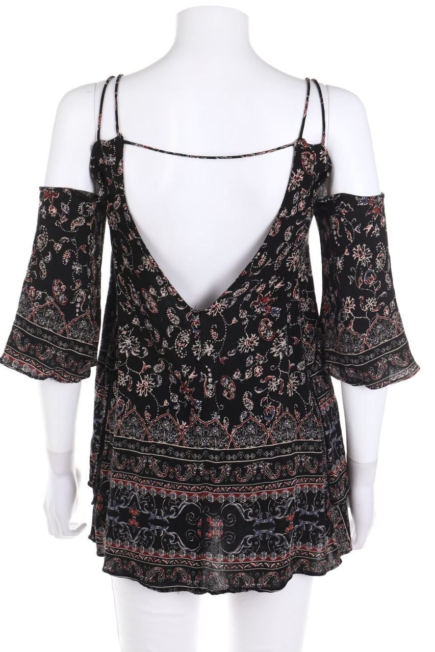 ecoté - Cold-Shoulder-Bluse mit floralem Muster - XS