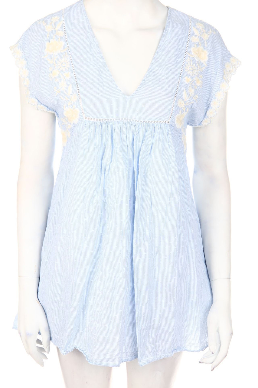 ZARA - Streifen-Playsuit im Layer Look mit Stickereien - S