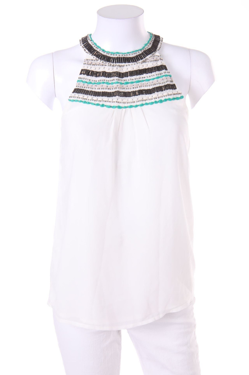 NO NAME - Chiffon-Blusentop mit Applikationen - XXS