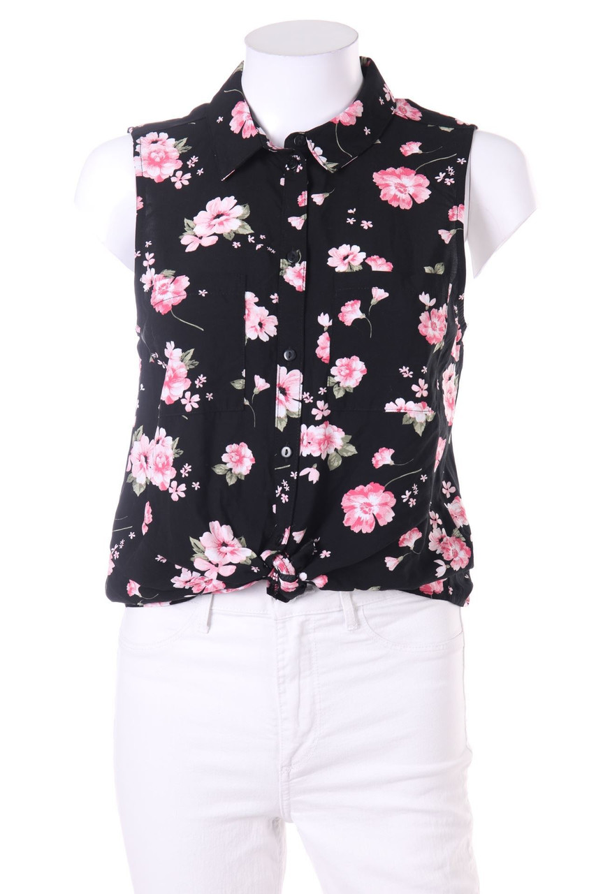 TALLY WEiJL - ärmellose Hemd-Bluse mit Blumen-Print zum Knoten - XS