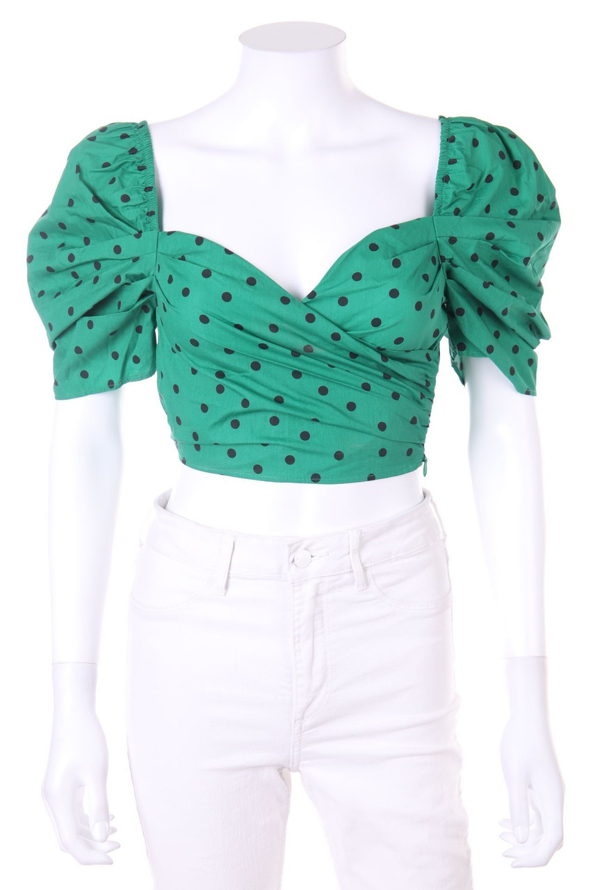 PULL&BEAR - Kurzarm-Bluse mit Punkten - XS