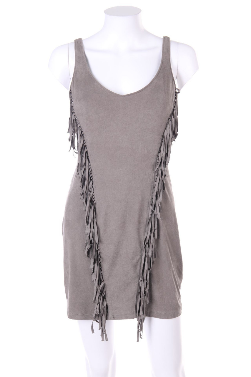 Bershka - Faux Leather-Minikleid mit Fransen - S