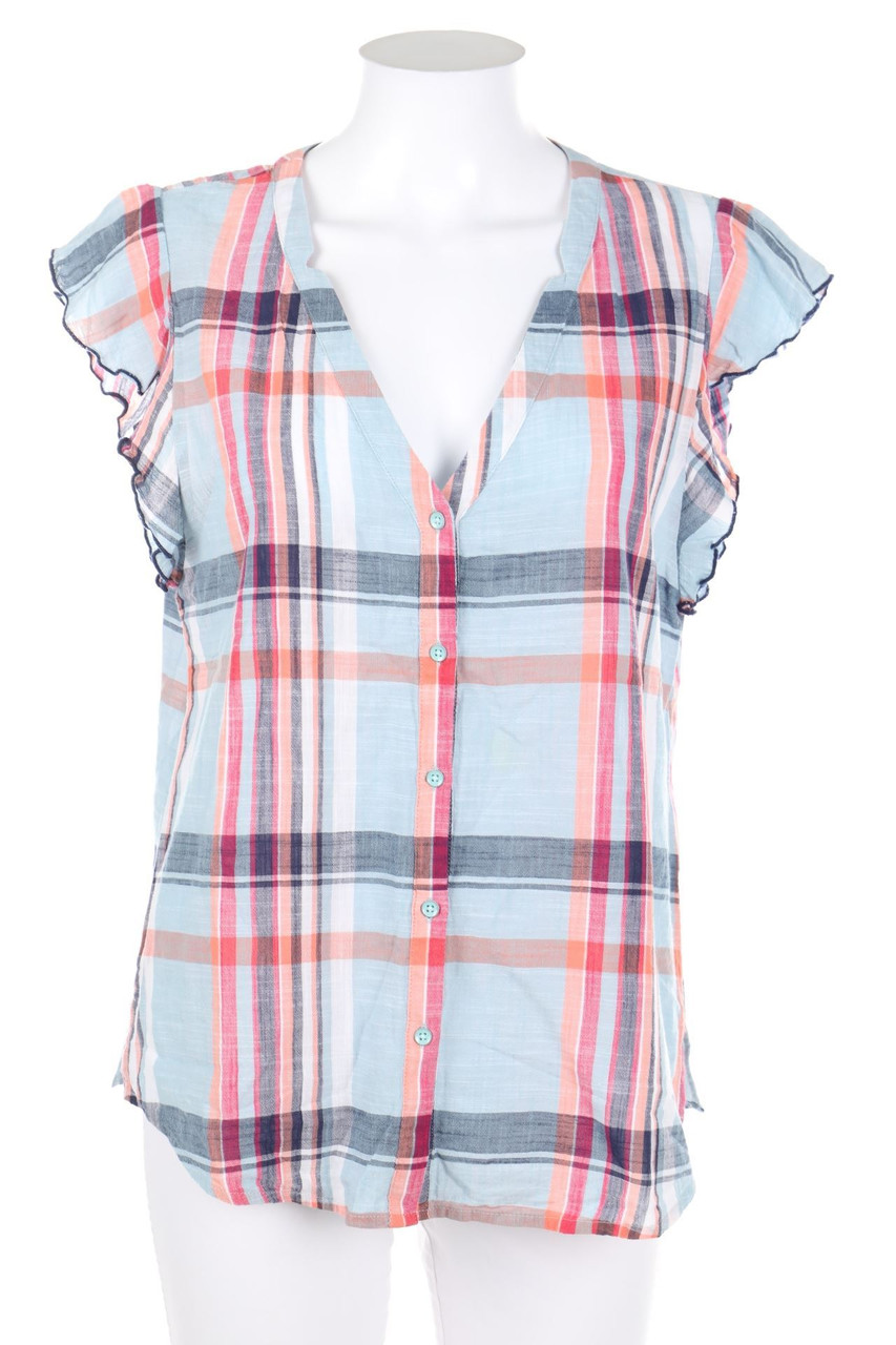 ESPRIT de corp - Kurzarm-Bluse mit Karo-Muster - M