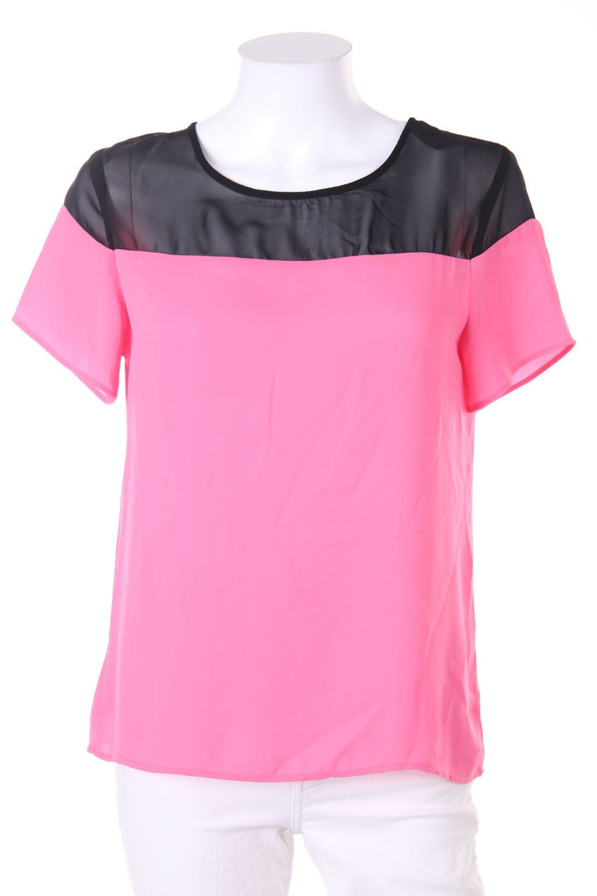 TALLY WEiJL - Two Tone-Kurzarm-Bluse aus Crêpe - L