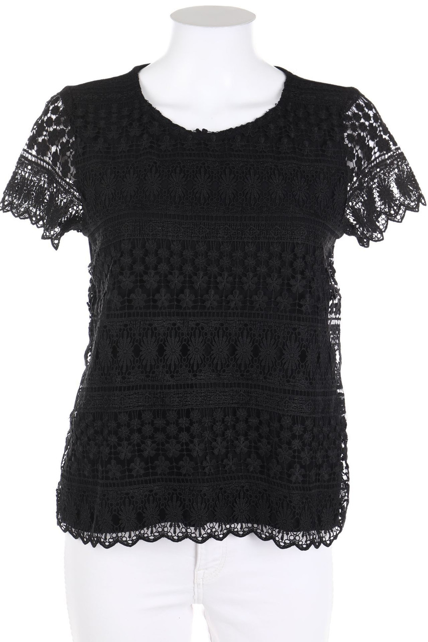 Stradivarius - Kurzarm-Bluse mit Spitze - M