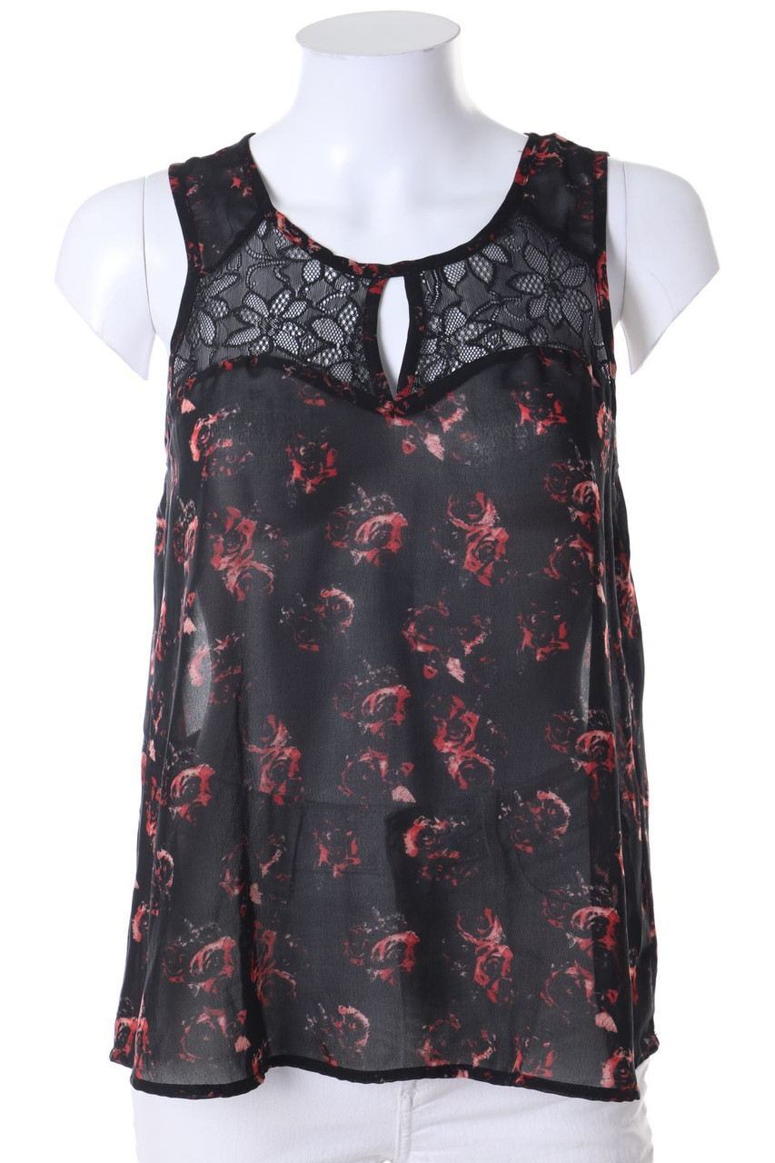 ONLY - Print-Blusentop mit Spitzen-Einsatz - D 36