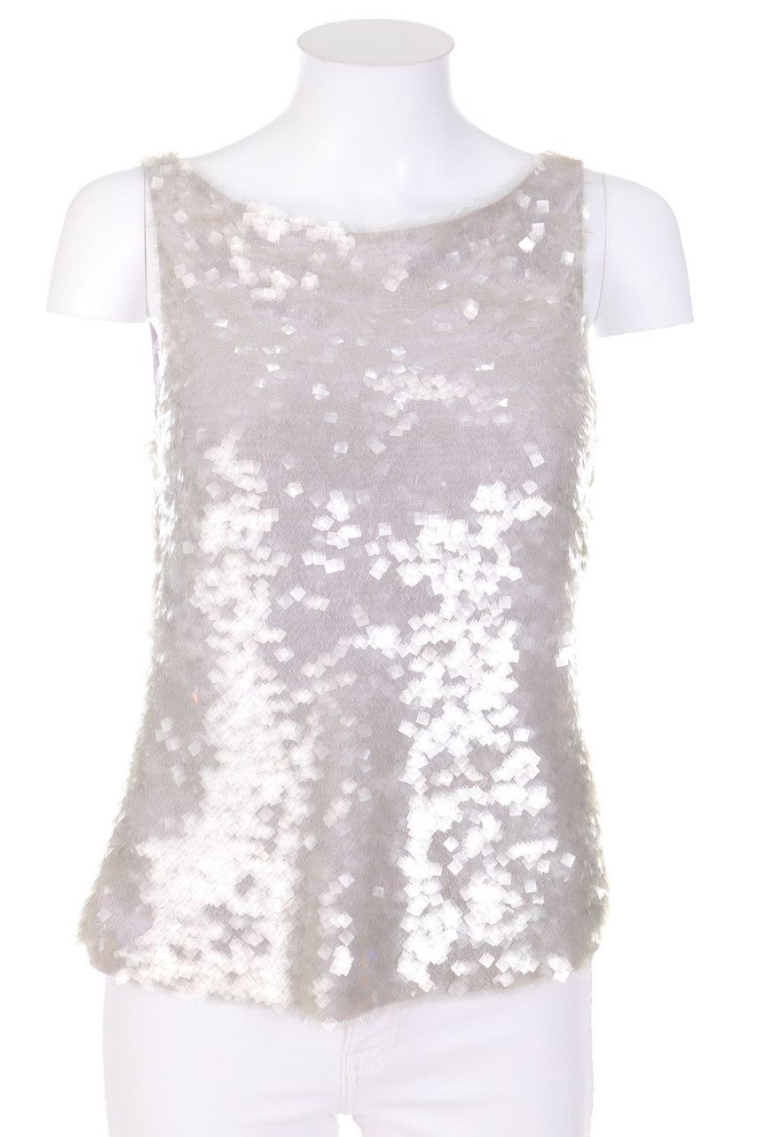 BARBARA SCHWARZER - Pailletten-Blusentop aus Seiden-Mischung - D 42