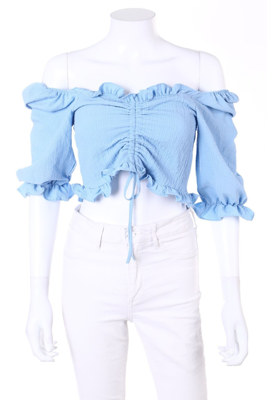 SHEIN - Cropped-Bluse mit Rüschen - M