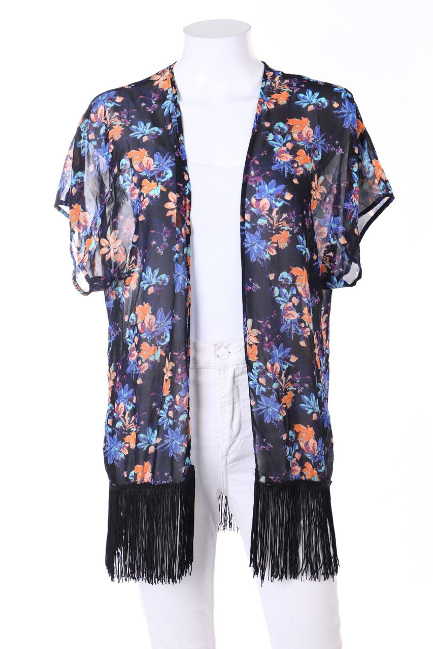manguun - Kimono-Jacke mit Fransen - S