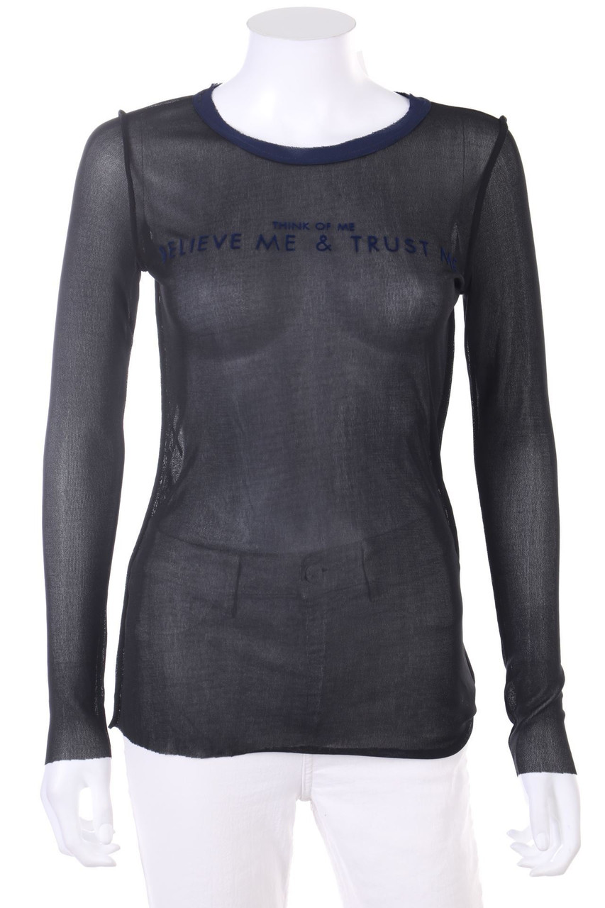 ZARA W&B - Longsleeve-Shirt mit Statement-Print - S