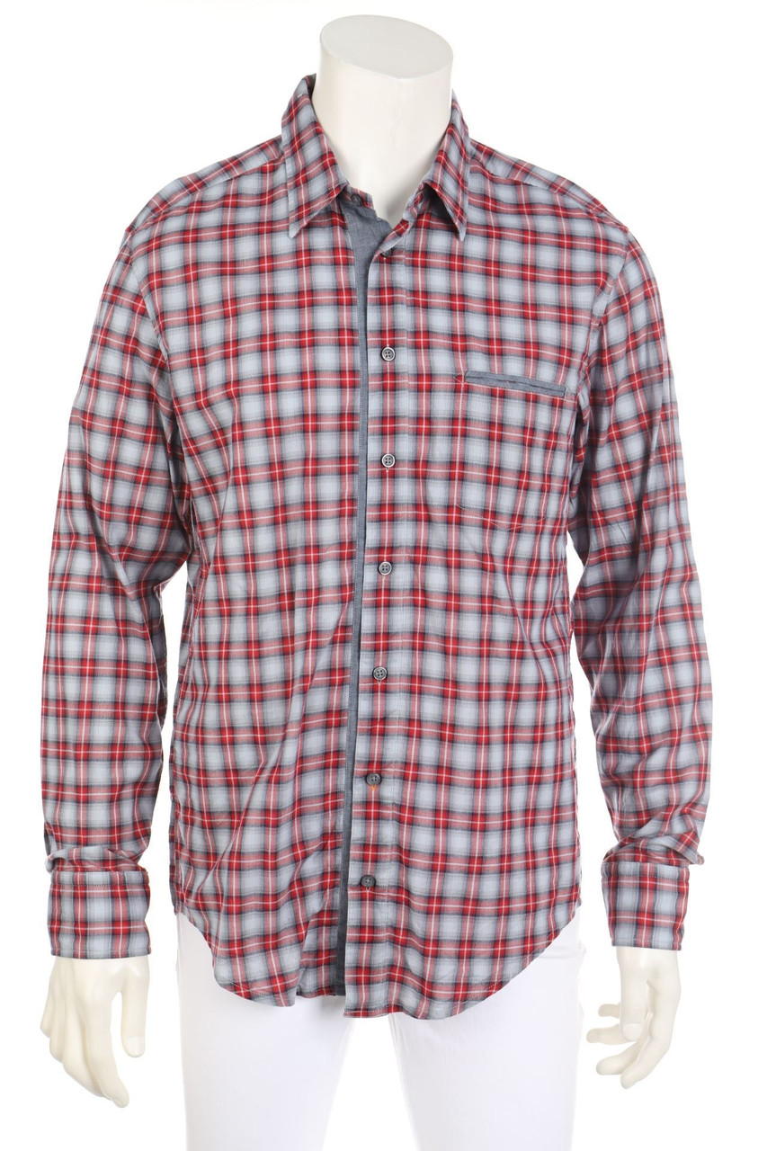 BOSS ORANGE - kariertes Hemd mit Logo-Plakette - L