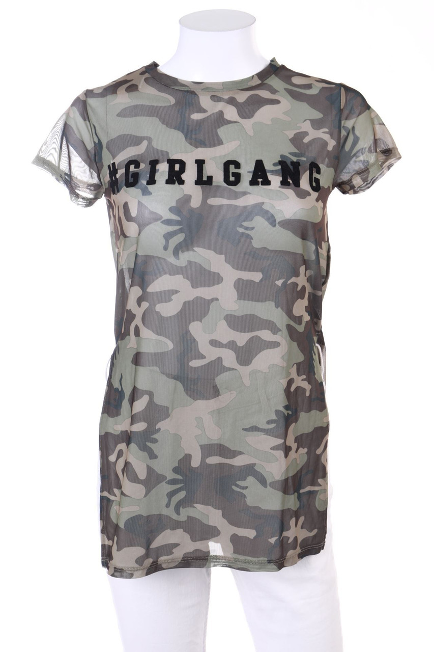 TALLY WEiJL - Kurzarm-Shirt aus Mesh mit Camouflage-Print - S