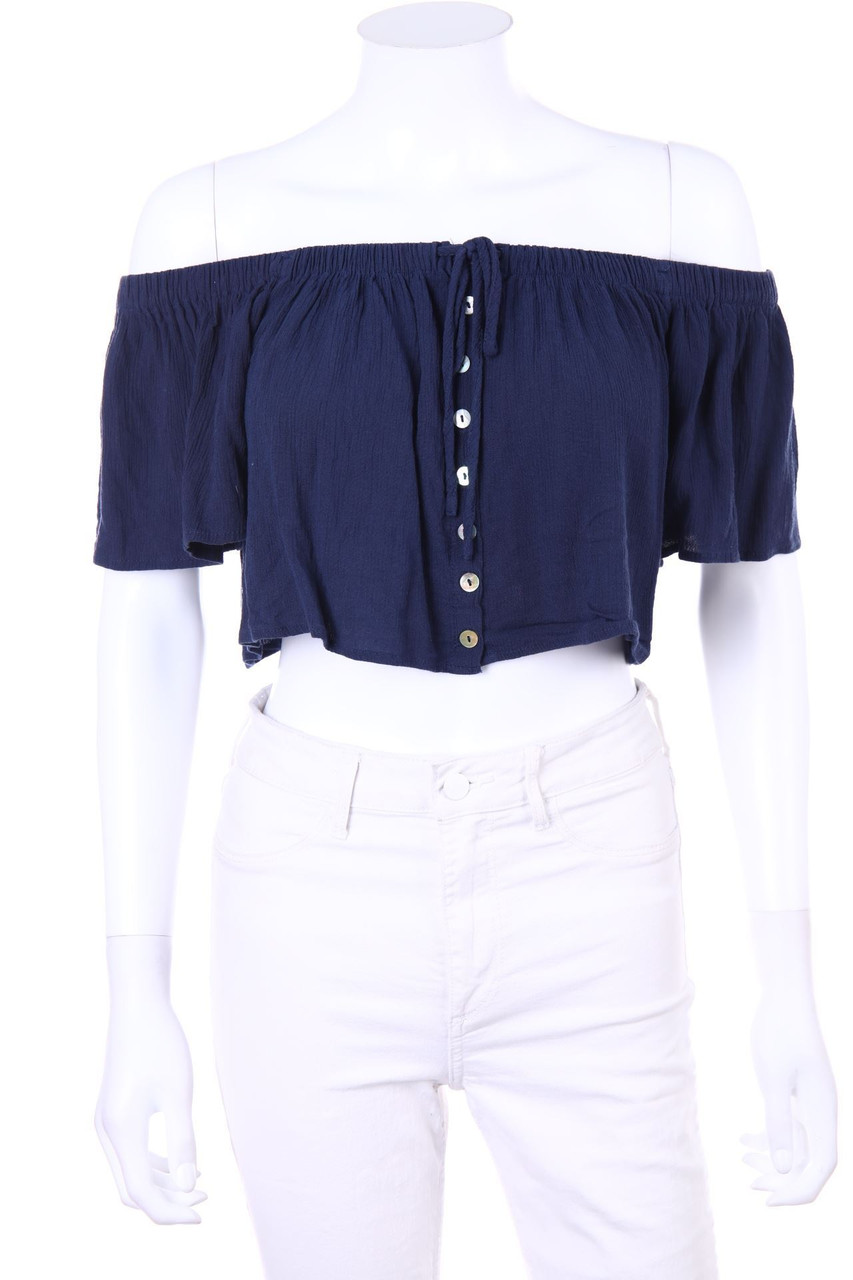 PULL&BEAR - Cropped-Kurzarm-Bluse - M