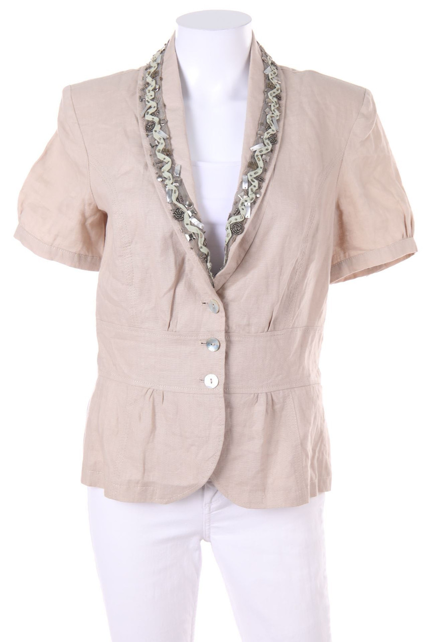 KAPALUA - Kurzarm-Bluse mit Perlen - D 36