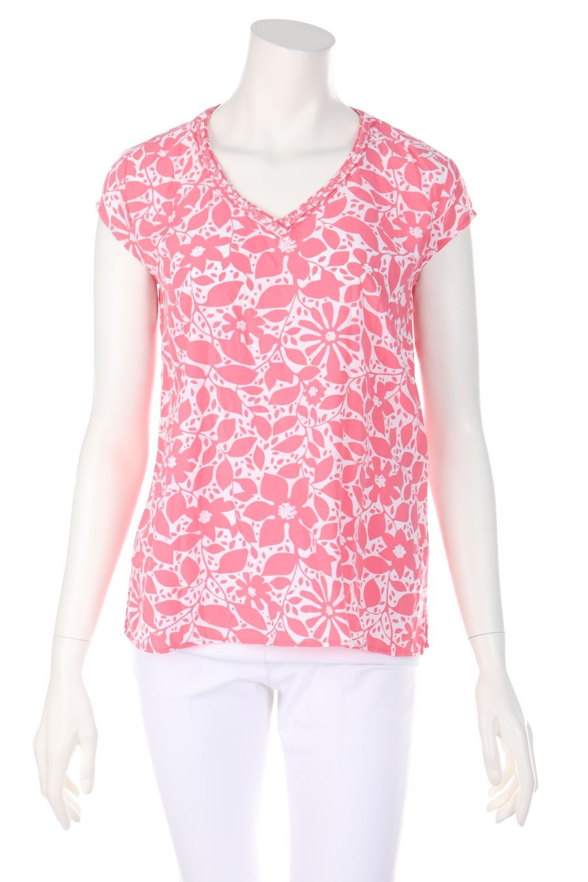 comma - Kurzarm-Bluse mit Blumen-Print - D 36