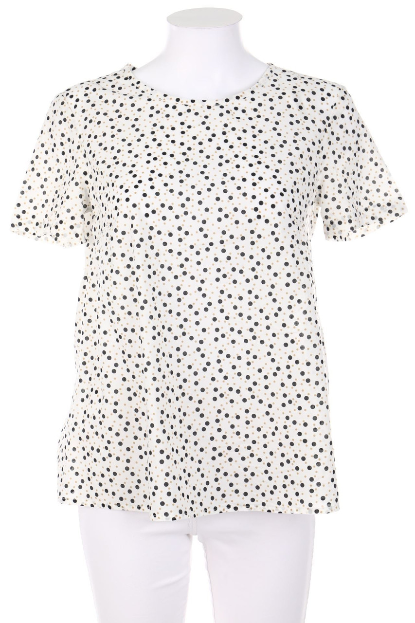Ohne Label - Kurzarm-Bluse mit Punkten - D 40