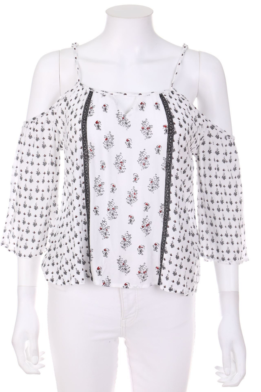 Bershka - Cold-Shoulder-Bluse mit floralem Muster - XS