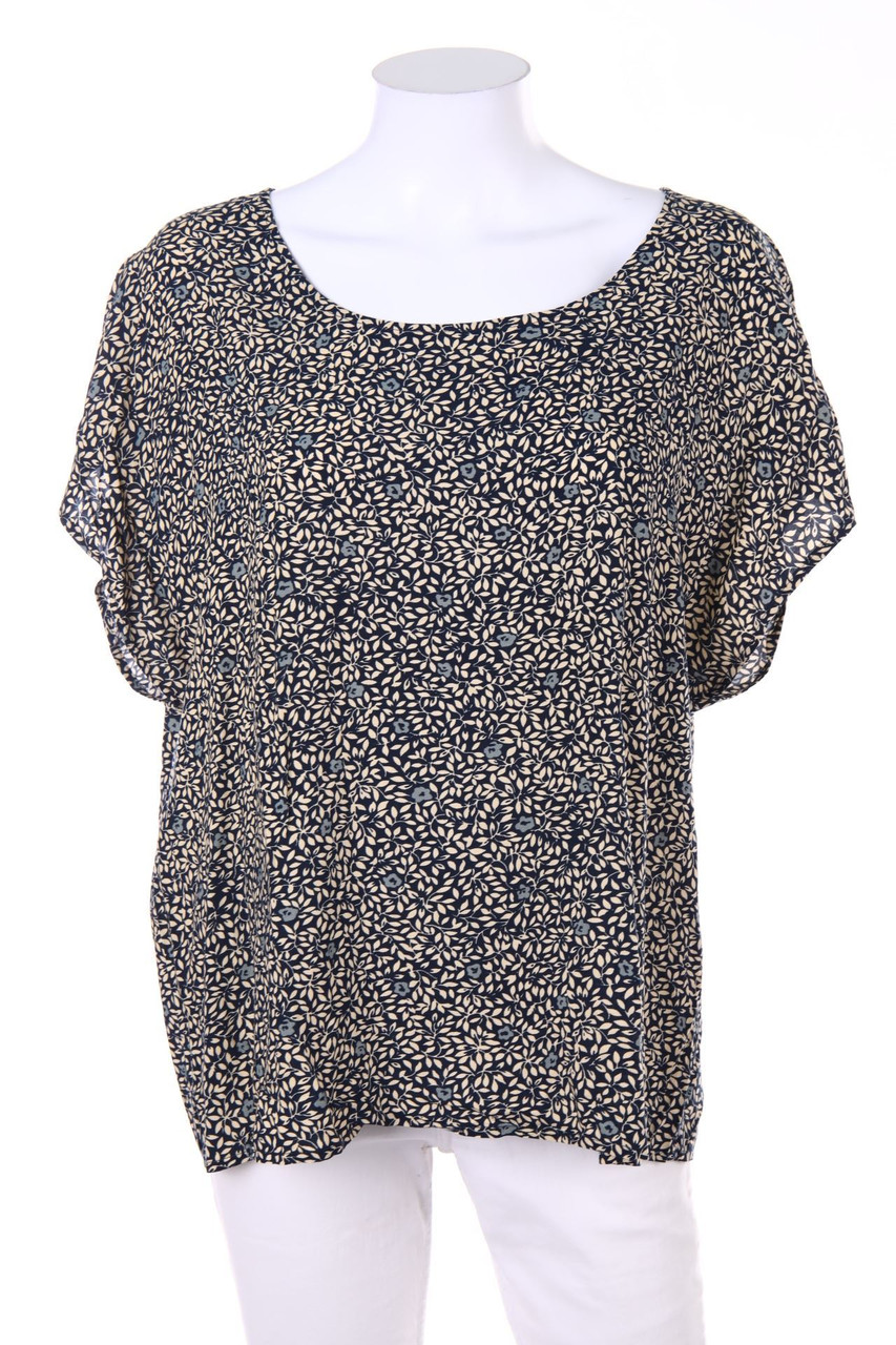 Ohne Label - Kurzarm-Bluse mit floralem Muster - M