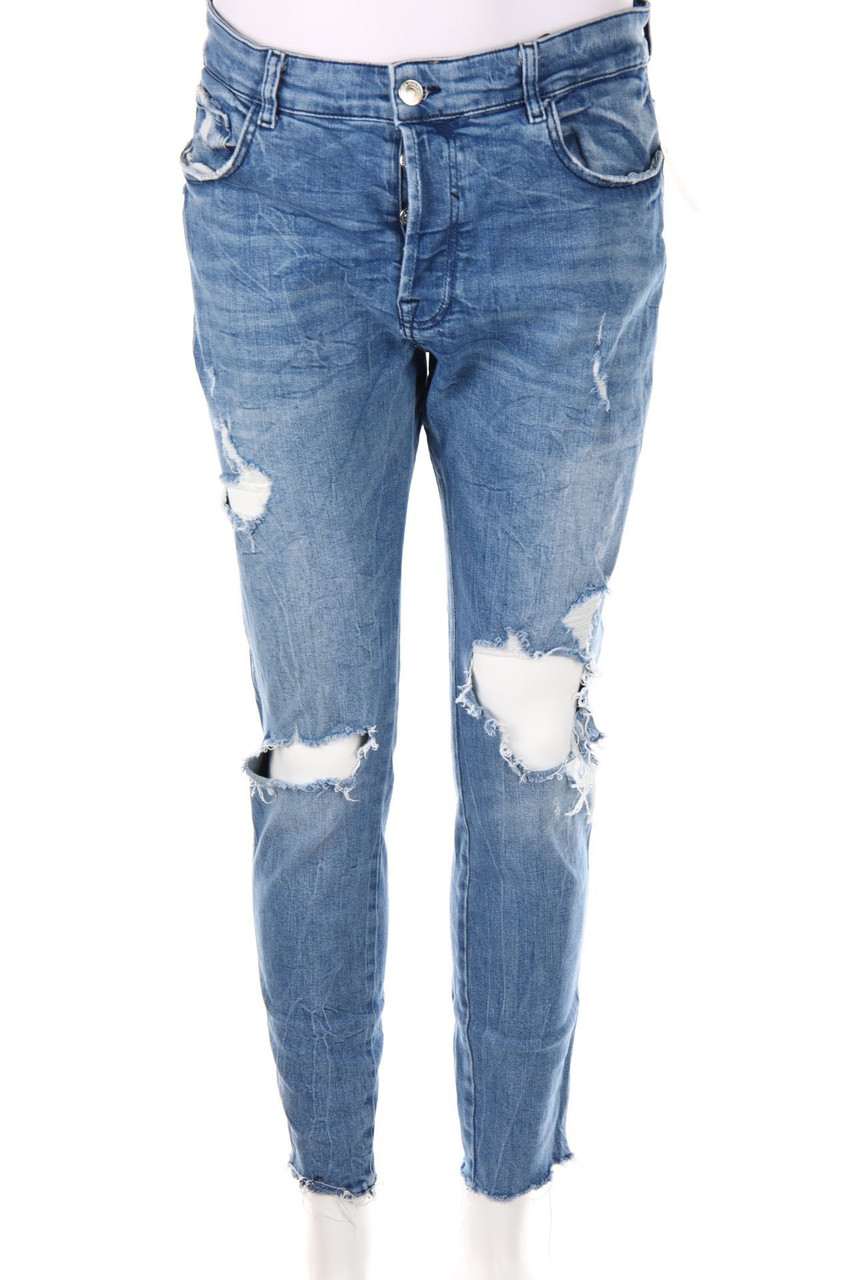 ZARA - Destroyed Tapered Jeans aus Baumwoll-Mix - W34