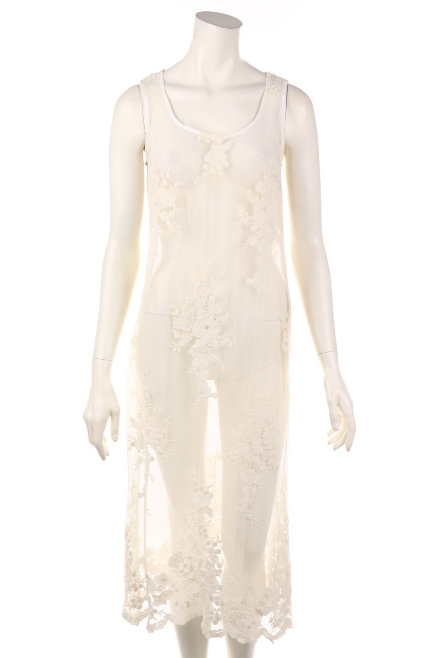 TWINSET SIMONA BARBIERI - Chiffon-Maxi-Abendkleid mit Stickereien - XS